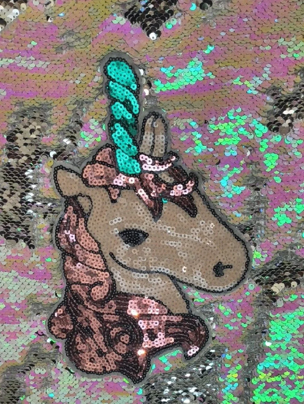 Lola + The Boys Sleeveless Iridescent Sequin Dress w/ Unicorn Accent Size 10 EUC